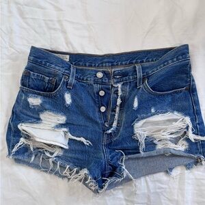 Levi's Ripped Blue Jean Shorts